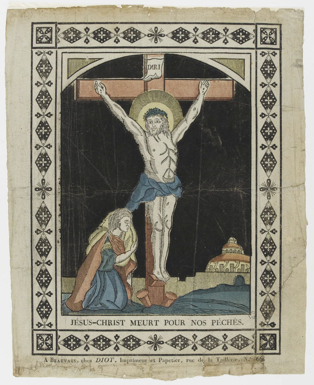 Lucien-Côme Diot imagerie ancienne JESUS-CHRIST MEURT POUR NOS PECHES. Beauvais 1802-1823 1965.75.15 Photo PHOTO RMN - THIERRY LE MAGE