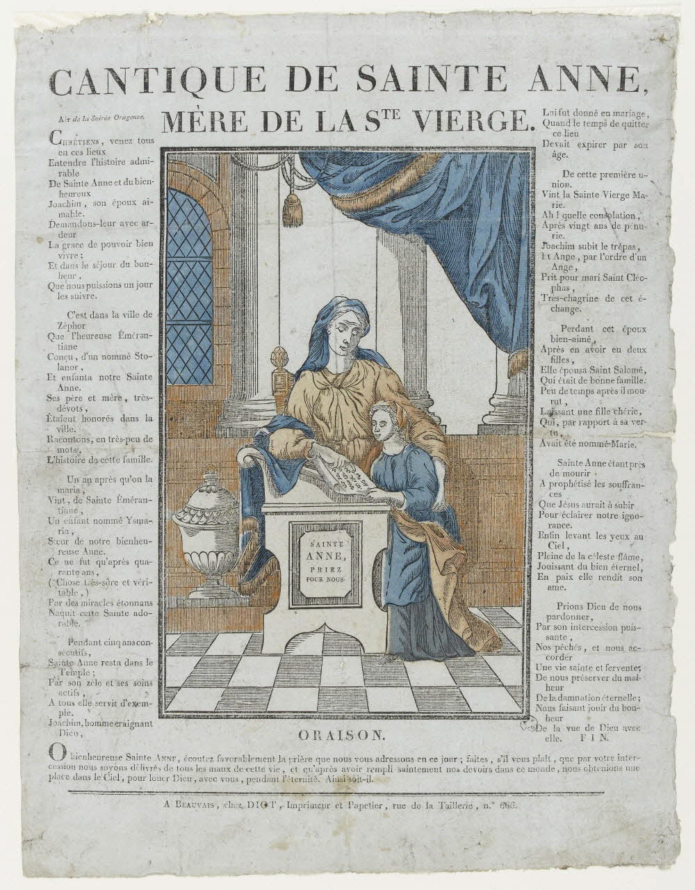 Lucien-Côme Diot imagerie ancienne CANTIQUE DE SAINTE ANNE,  MERE DE LA STE VIERGE. Beauvais 1802-1823 1965.75.17 Photo PHOTO RMN - THIERRY LE MAGE