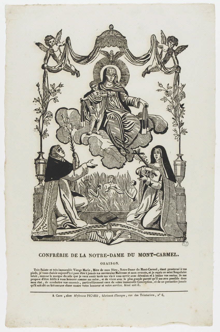 Alphonse Picard imagerie ancienne CONFRERIE DE LA NOTRE-DAME DU MONT-CARMEL. Caen 1828-1838 1965.75.96 Photo PHOTO RMN - THIERRY LE MAGE