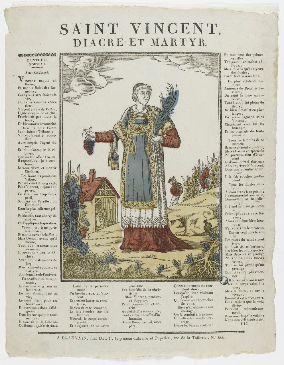 Lucien-Côme Diot imagerie ancienne SAINT VINCENT,  DIACRE ET MARTYR Beauvais 1822 1977.80.53 Photo PHOTO RMN - THIERRY LE MAGE