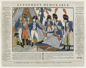 Pierre Vincent Roiné ; Dumoutier imagerie ancienne EVENEMENT MEMORABLE.  DERNIERS  ADIEUX  DU DUC  DE MONTEBELLO France 1817-1820 1985.59.7 Photo PHOTO RMN - THIERRY LE MAGE