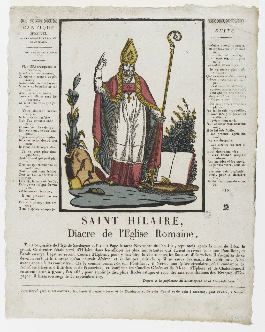 Pierre Vincent Roiné ; Dumoutier imagerie ancienne SAINT HILAIRE,  Diacre de l'Eglise Romaine Nantes 1817-1823 1986.70.2 Photo PHOTO RMN - THIERRY LE MAGE