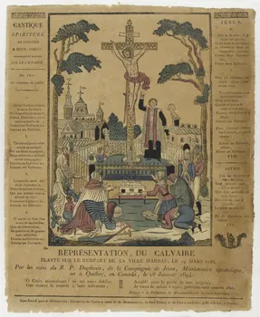 Pierre Vincent Roiné ; Dumoutier imagerie ancienne REPRESENTATION DU CALVAIRE  PLANTE SUR LE REMPART DE LA VILLE D'ARRAS Nantes 1817-1820 1986.81.25 Photo PHOTO RMN - THIERRY LE MAGE