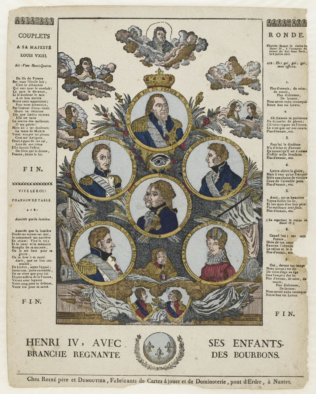 Pierre Vincent Roiné ; Dumoutier imagerie ancienne HENRI IV, AVEC SES ENFANTS.  BRANCHE REGNANTE DES BOURBONS. Nantes 1817-1820 1986.81.26 Photo PHOTO RMN - THIERRY LE MAGE