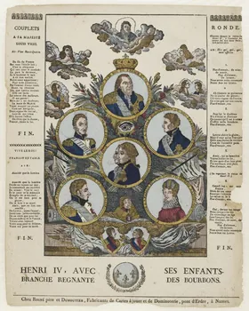 Pierre Vincent Roiné ; Dumoutier imagerie ancienne HENRI IV, AVEC SES ENFANTS.  BRANCHE REGNANTE DES BOURBONS. Nantes 1817-1820 1986.81.26 Photo PHOTO RMN - THIERRY LE MAGE