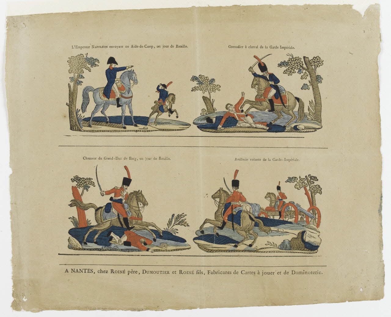 Pierre Vincent Roiné ; Philibert Roiné ; Dumoutie imagerie ancienne Planche de militaires Nantes 1820-1823 1986.81.27 Photo PHOTO RMN - THIERRY LE MAGE