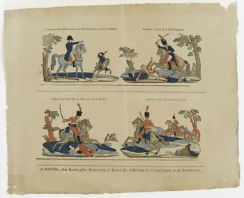 Pierre Vincent Roiné ; Philibert Roiné ; Dumoutie imagerie ancienne Planche de militaires Nantes 1820-1823 1986.81.27 Photo PHOTO RMN - THIERRY LE MAGE