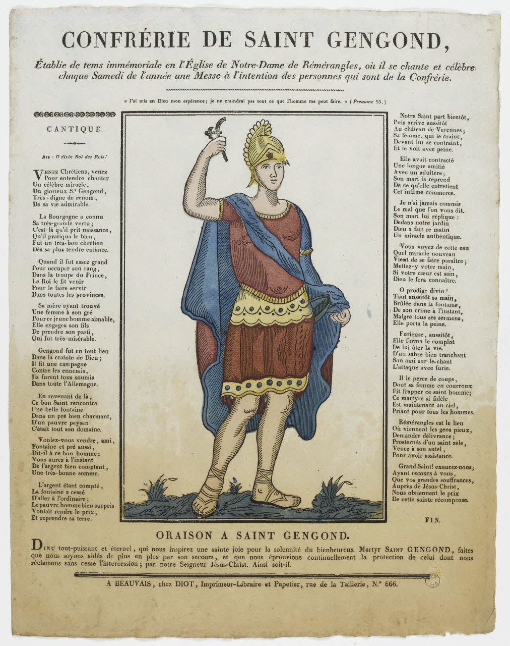 Lucien-Côme Diot imagerie ancienne CONFRERIE DE SAINT GENGOND, Beauvais 1823-1826 1995.14.25 Photo PHOTO RMN - THIERRY LE MAGE