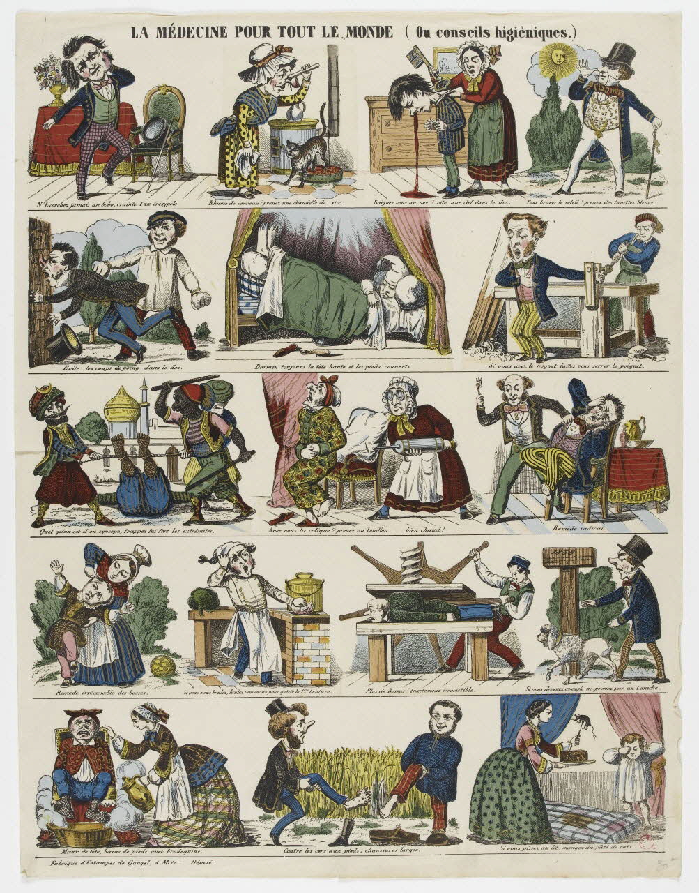Charles Nicolas Gangel suite de scènes (5x4) LA MEDECINE POUR TOUT LE MONDE (Ou conseils hygiéniques.) Metz 1858 1938.6.92 Photo PHOTO RMN - THIERRY LE MAGE