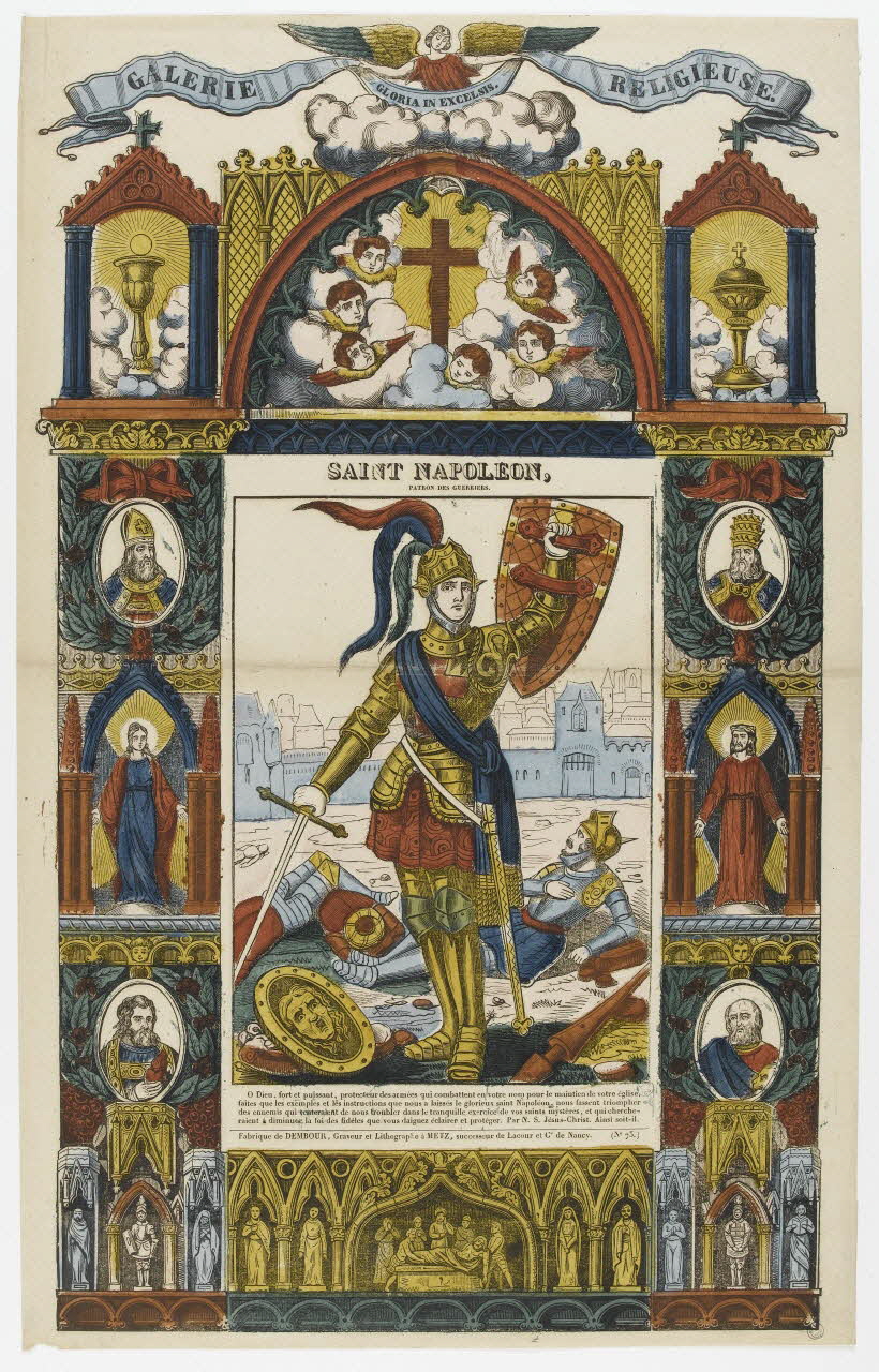 Adrien N. Dembour estampe GALERIE RELIGIEUSE  GLORIA IN EXCELSIS.  SAINT NAPOLEON,  PATRON DES GUERRIERS. Metz 1835-1840 1947.22.88 Photo PHOTO RMN - THIERRY LE MAGE
