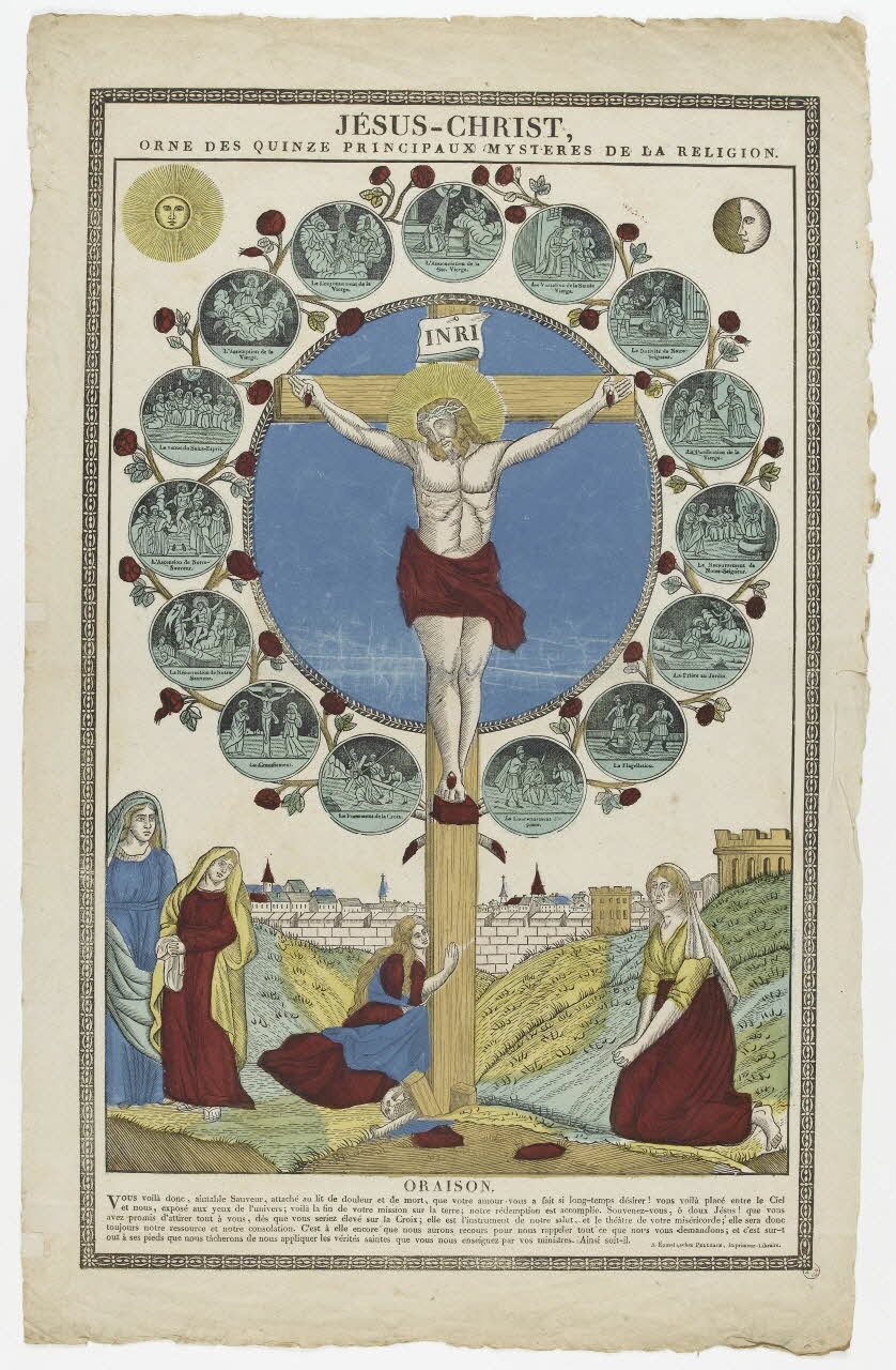 François Georgin ; Pellerin imagerie ancienne JESUS-CHRIST,  ORNE DES QUINZE PRINCIPAUX MYSTERES DE LA RELIGION. Lorraine, France 1837 1946.15.6 Photo PHOTO RMN - THIERRY LE MAGE