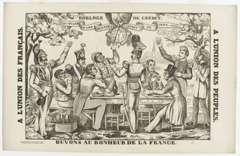 Charles Nicolas Gangel estampe HORLOGE  DE CREDIT.  QUAND  LE COQ  CHANTERA  CREDIT  ON FERA. Lorraine, France 1854 1950.21.400 Photo PHOTO RMN - THIERRY LE MAGE