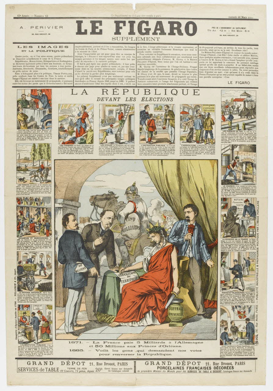 Pellerin ; Glucq; journal LE FIGARO  SUPPLÉMENT  LA REPUBLIQUE  DEVANT LES ÉLECTIONS Lorraine, France 1889 1950.21.408 Photo PHOTO RMN - THIERRY LE MAGE