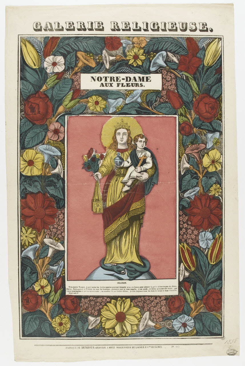 Adrien N. Dembour estampe GALERIE RELIGIEUSE.  NOTRE-DAME  AUX FLEURS. Metz 1835-1840 1950.39.587 Photo PHOTO RMN - THIERRY LE MAGE