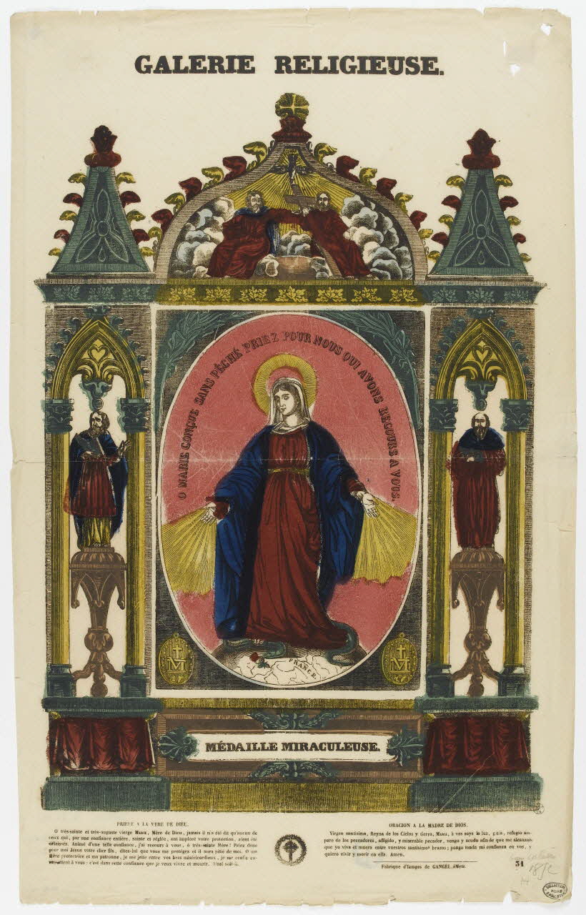 Charles Nicolas Gangel estampe GALERIE RELIGIEUSE.  MEDAILLE MIRACULEUSE. Metz 1852 1950.39.592 Photo PHOTO RMN - THIERRY LE MAGE