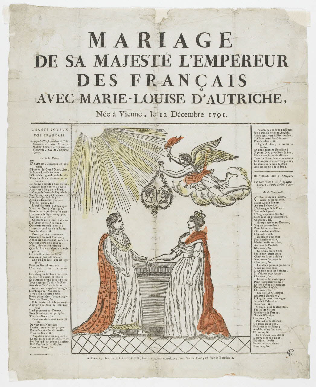 Ledresseur Jacques-Casimir-Armand imagerie ancienne MARIAGE  DE SA MAJESTE L'EMPEREUR  DES FRANCAIS  AVEC MARIE-LOUISE D'AUTRICHE,  Née à Vienne, le 12 Décembre 1791. Caen 1810 1951.30.7 Photo PHOTO RMN - THIERRY LE MAGE