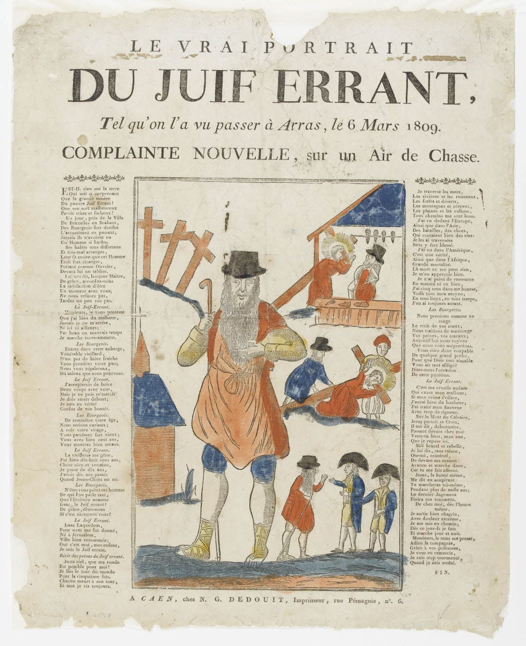 Dedouit Nicolas-Gilles imagerie ancienne LE VRAI PORTRAIT  DU JUIF ERRANT,  Tel qu'on l'a vu passer à Arras, le 6 Mars 1809. Caen 1809-1837 1951.30.8 Photo PHOTO RMN - THIERRY LE MAGE