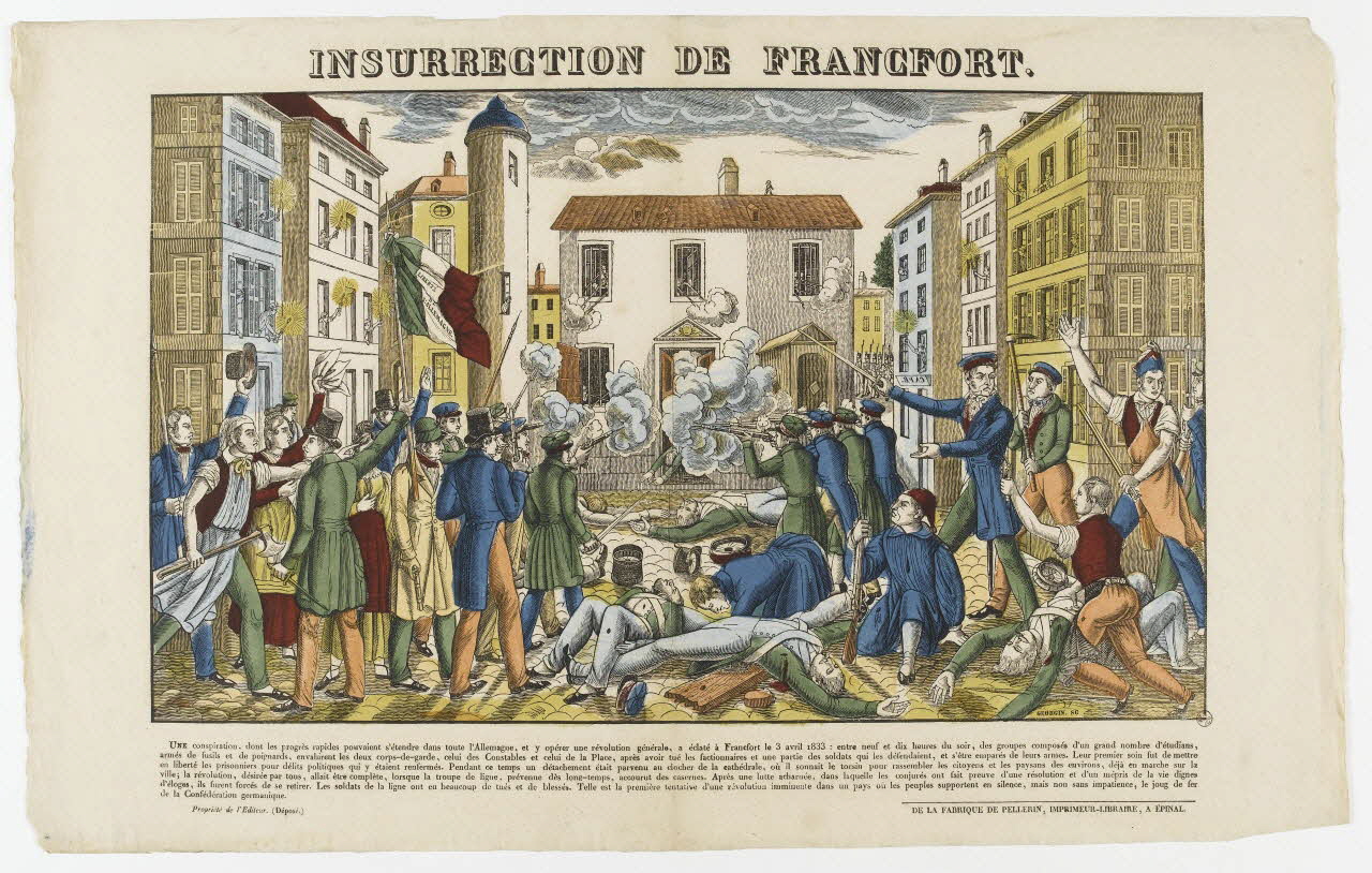 François Georgin ; Pellerin imagerie ancienne INSURRECTION DE FRANCFORT. Lorraine, France 1833-1836 1951.72.24 Photo PHOTO RMN - THIERRY LE MAGE