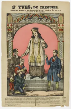 estampe St YVES, DE TREGUIER,  Patron des Avocats et des Hommes de loi, Protecteur des pauvres,  des veuves et des orphelins. 1952.106.48 Photo PHOTO RMN - THIERRY LE MAGE