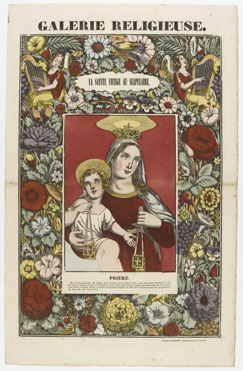 Pellerin estampe GALERIE RELIGIEUSE.  LA SAINTE VIERGE AU SCAPULAIRE. Lorraine, France 1832-1842 1953.86.109 Photo PHOTO RMN - THIERRY LE MAGE