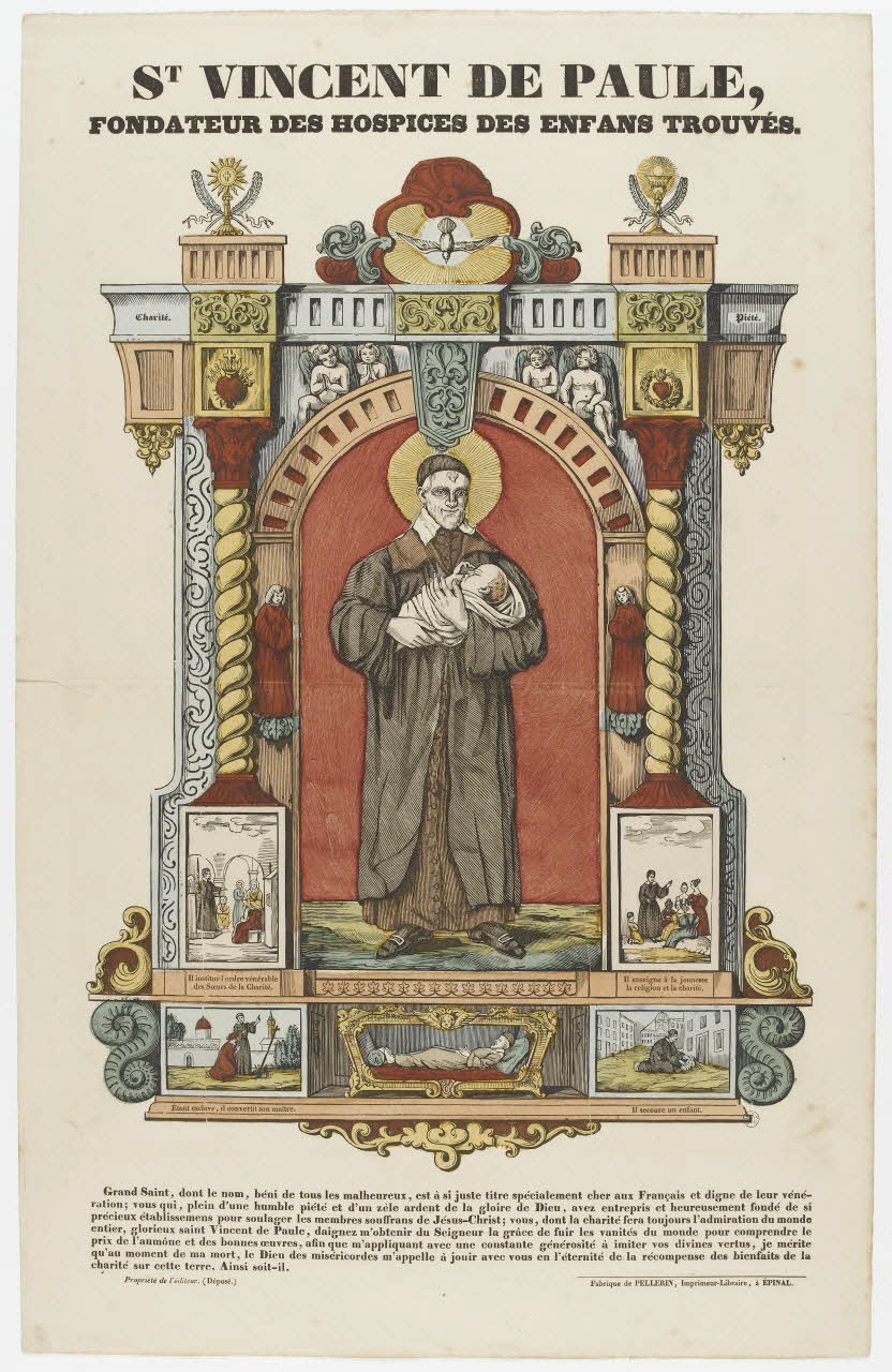 Pellerin estampe St VINCENT DE PAULE,  FONDATEUR DES HOSPICES DES ENFANTS TROUVES. Lorraine, France 1840 1953.86.398 Photo PHOTO RMN - THIERRY LE MAGE