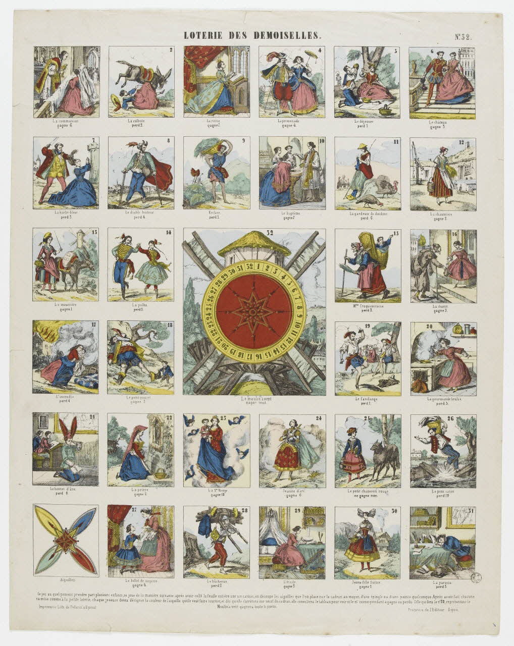 à compartiments (6x6) LOTERIE DES DEMOISELLES. 1953.86.4364 Photo PHOTO RMN - THIERRY LE MAGE