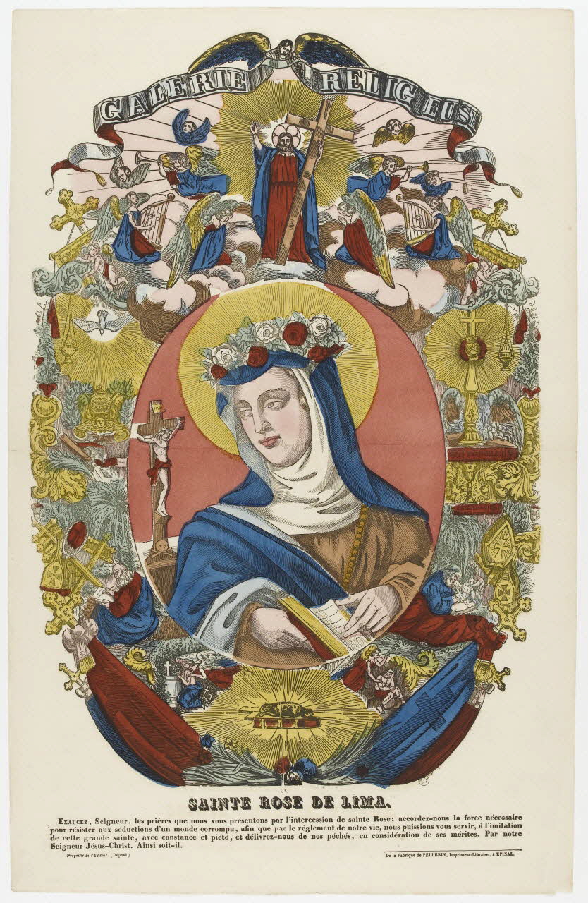 Pellerin estampe GALERIE RELIGIEUSE  SAINTE ROSE DE LIMA. Lorraine, France 1835-1845 1953.86.489 Photo PHOTO RMN - THIERRY LE MAGE