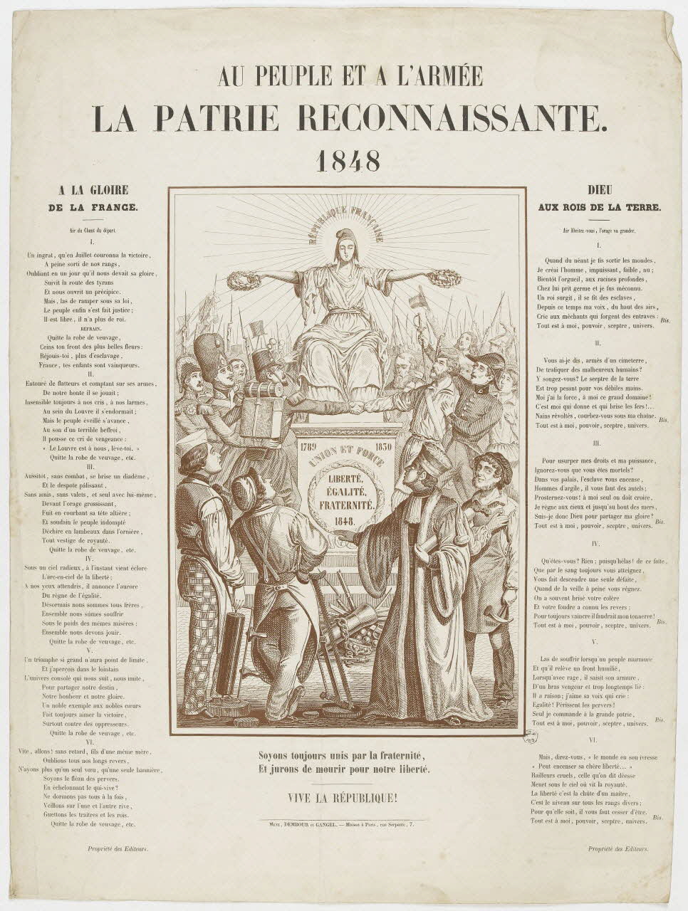 Dembour et Gangel estampe AU PEUPLE ET A L'ARMEE  LA PATRIE RECONNAISSANTE.  1848 Metz 1840-1852 1960.147.106 Photo PHOTO RMN - THIERRY LE MAGE
