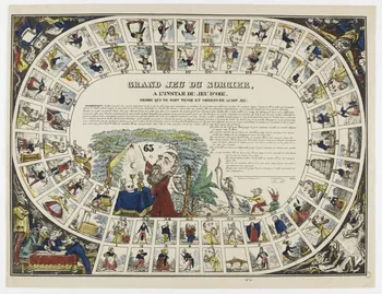 jeu de l'oie GRAND JEU DU SORCIER,  A L'INSTAR DU JEU D'OIE. 1977.68.47 Photo PHOTO RMN - THIERRY LE MAGE