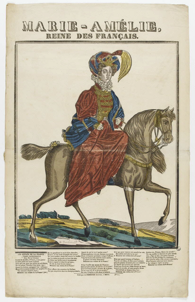 Jean-Baptiste Thiébault ; Dembour Adrien (graveur, imprimeur, libraire estampe MARIE-AMELIE,  REINE DES FRANÇAIS. Metz 1835-1839 1977.80.39 Photo PHOTO RMN - THIERRY LE MAGE