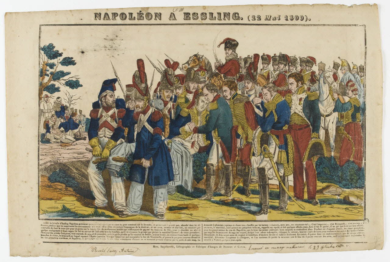 Dembour et Gangel estampe NAPOLEON A ESSLING. (22 Mai 1809). Metz 1840-1852 1982.3.361 Photo PHOTO RMN - THIERRY LE MAGE