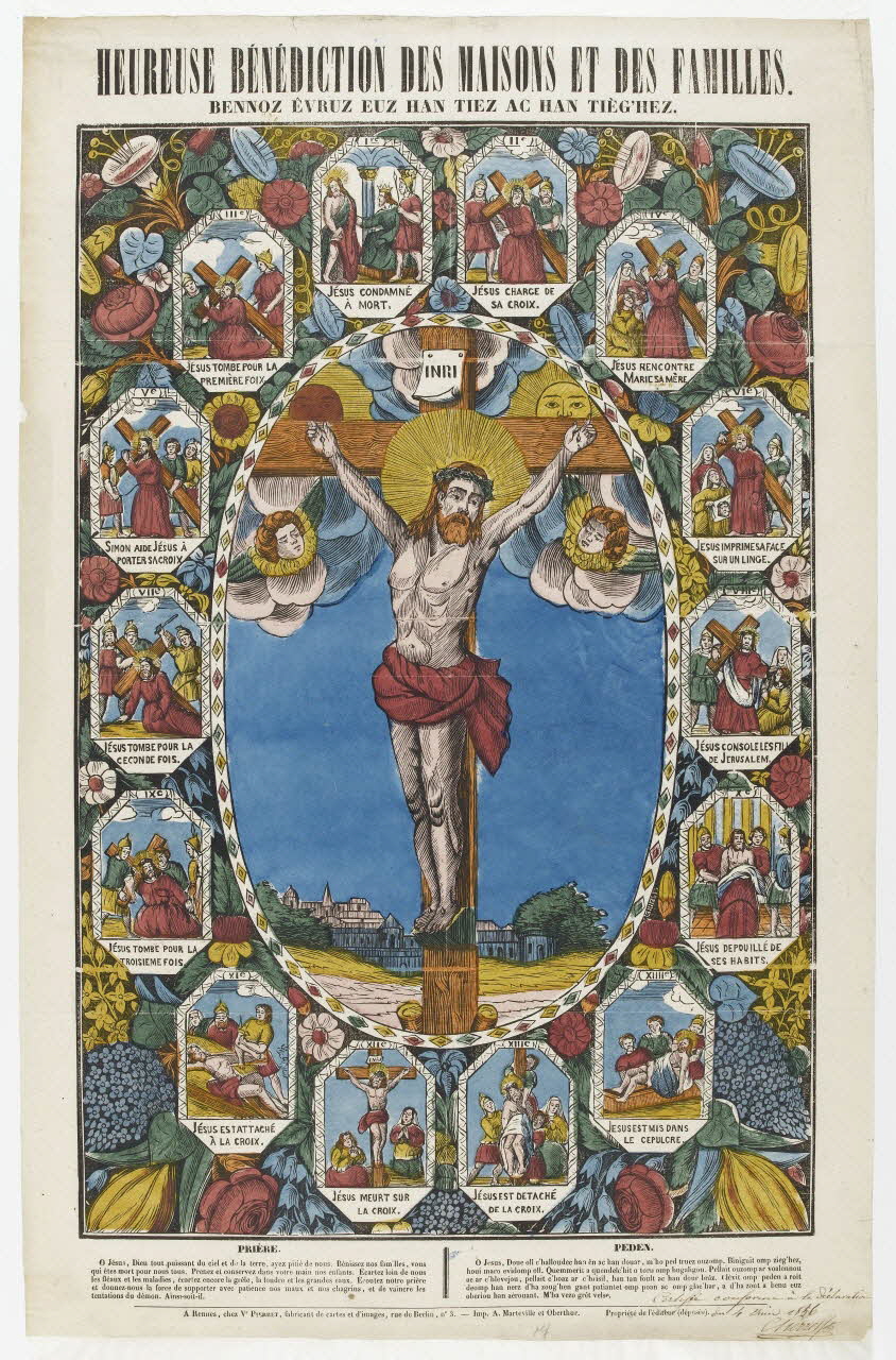 Marteville A. ; François, Charles Oberthür ; veuve Pierret estampe HEUREUSE BENEDICTION DES MAISONS ET DES FAMILLES. Rennes 1856 1985.59.2 Photo PHOTO RMN - THIERRY LE MAGE