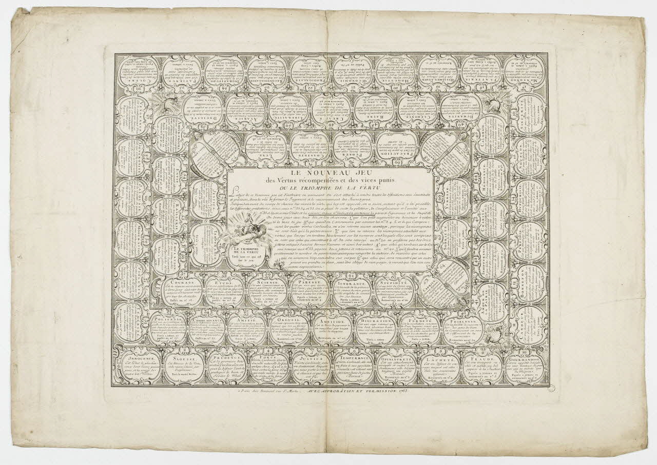 Daumont imagerie ancienne LE NOUVEAU JEU  des Vèrtus récompensées et des vices punis. Paris 1763 1970.24.25 Photo PHOTO RMN - THIERRY LE MAGE