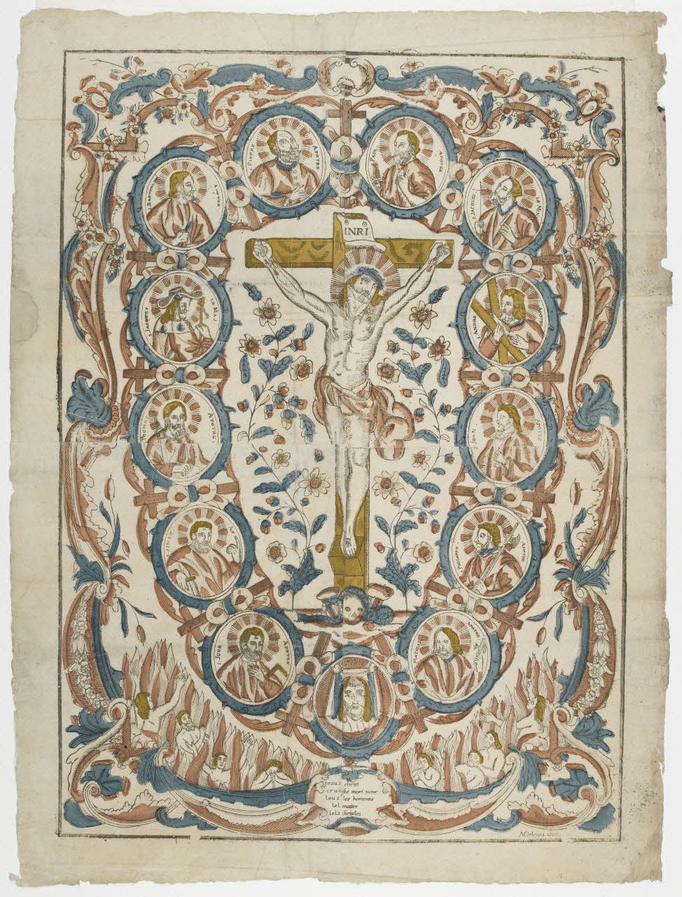 imagerie ancienne jesus christ  crucifié mort pour  tous les hommes 1986.81.2 Photo PHOTO RMN - THIERRY LE MAGE