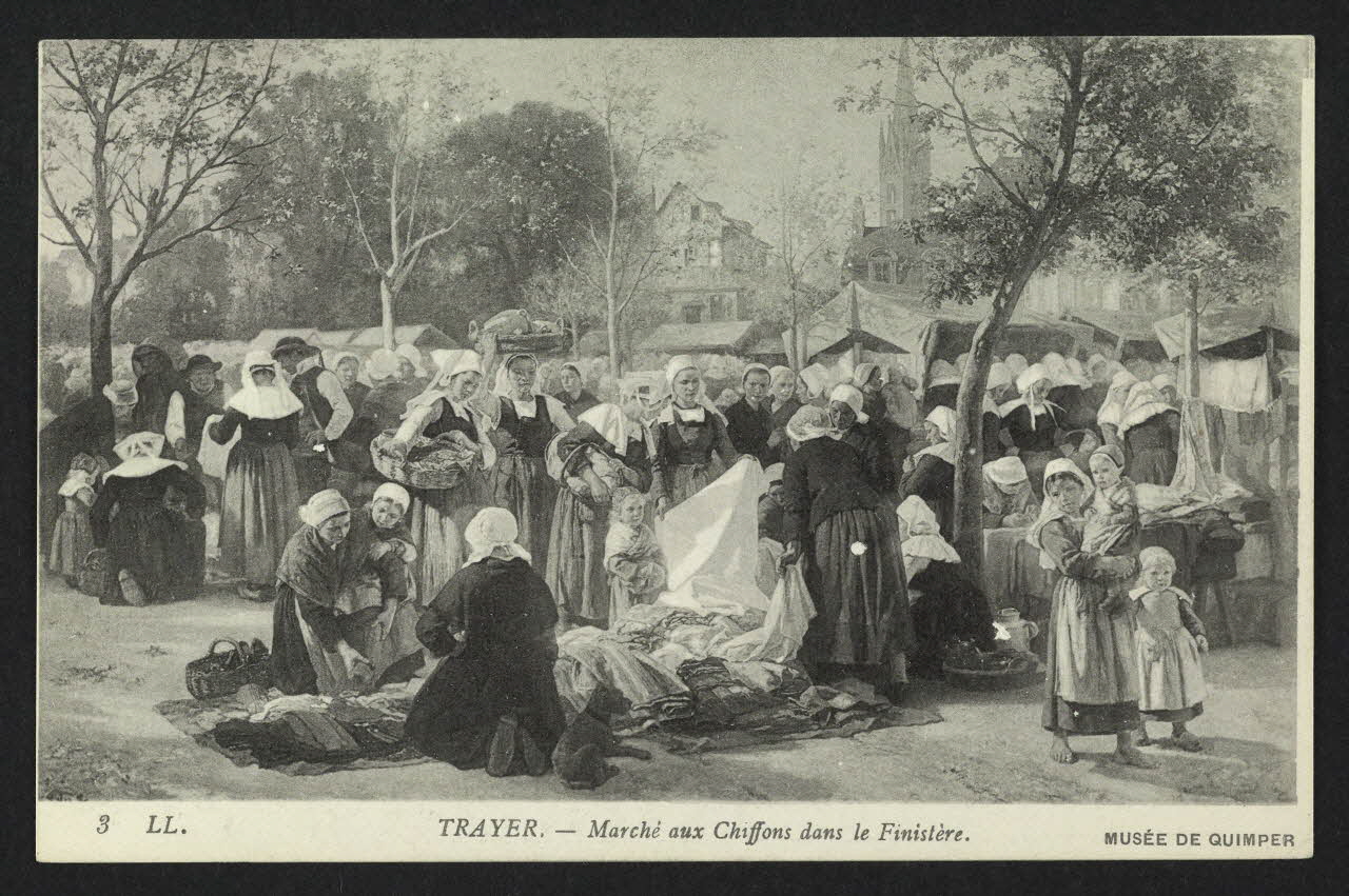carte postale TRAYER, MARCHE AUX CHIFFONS DANS LE FINISTERE 4P1616 Photo