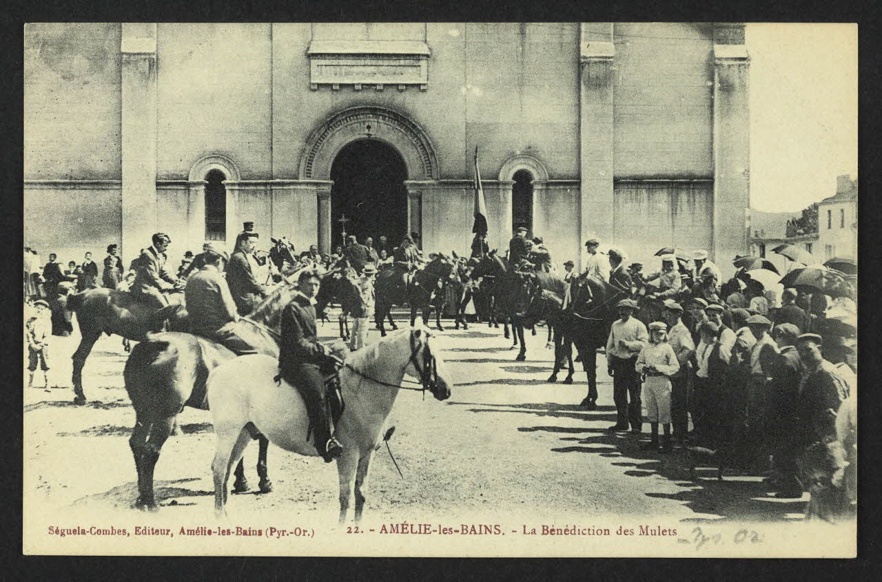 carte postale AMELIE-LES-BAINS, LA BENEDICTION DES MULETS 4P1624 Photo