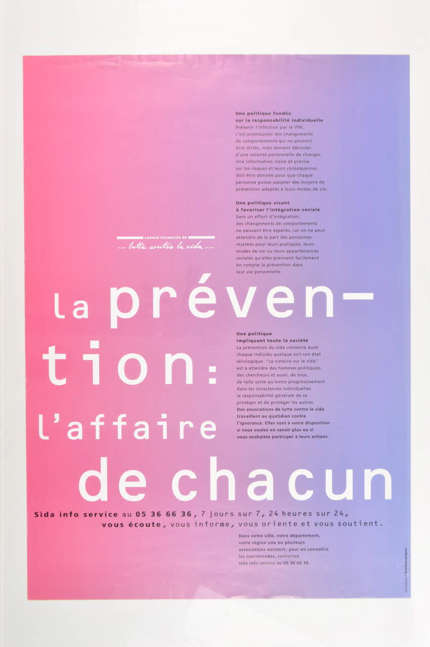 AFLS (Agence Française De Lutte Contre Le Sida) affiche "La prévention : l'affaire de chacun" France 1993 2002.125.3 Photo Mucem