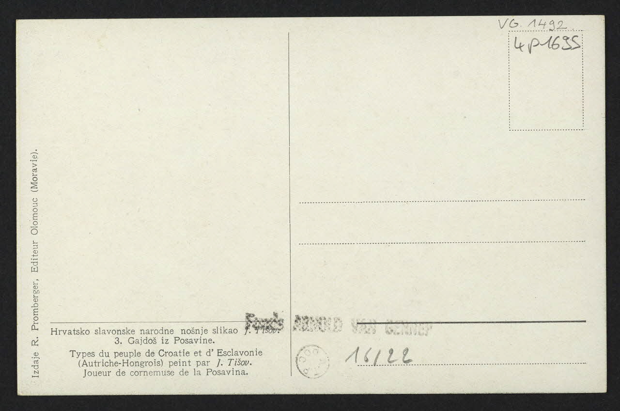 carte postale ORIGINAL DE TISOV, JOUEUR DE CORNEMUSE (POSAVINA) 4P1695 Photo
