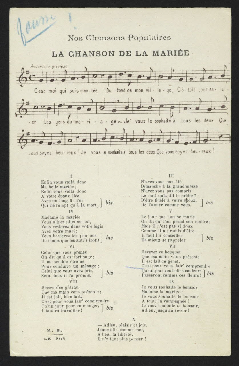 carte postale LA CHANSON DE LA MARIEE 4P1723 Photo