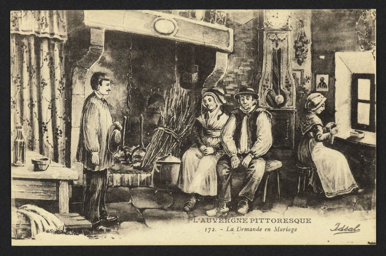 carte postale L'AUVERGNE PITTORESQUE, LA DEMANDE EN MARIAGE 4P1750 Photo