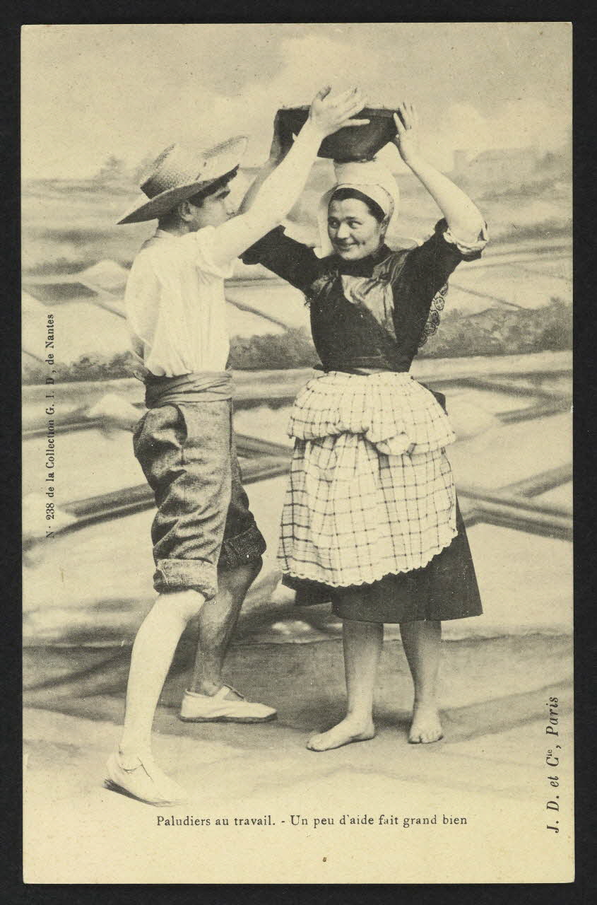 carte postale PALUDIERS AU TRAVAIL, UN PEU D'AIDE FAIT GRAND BIEN 4P1835 Photo