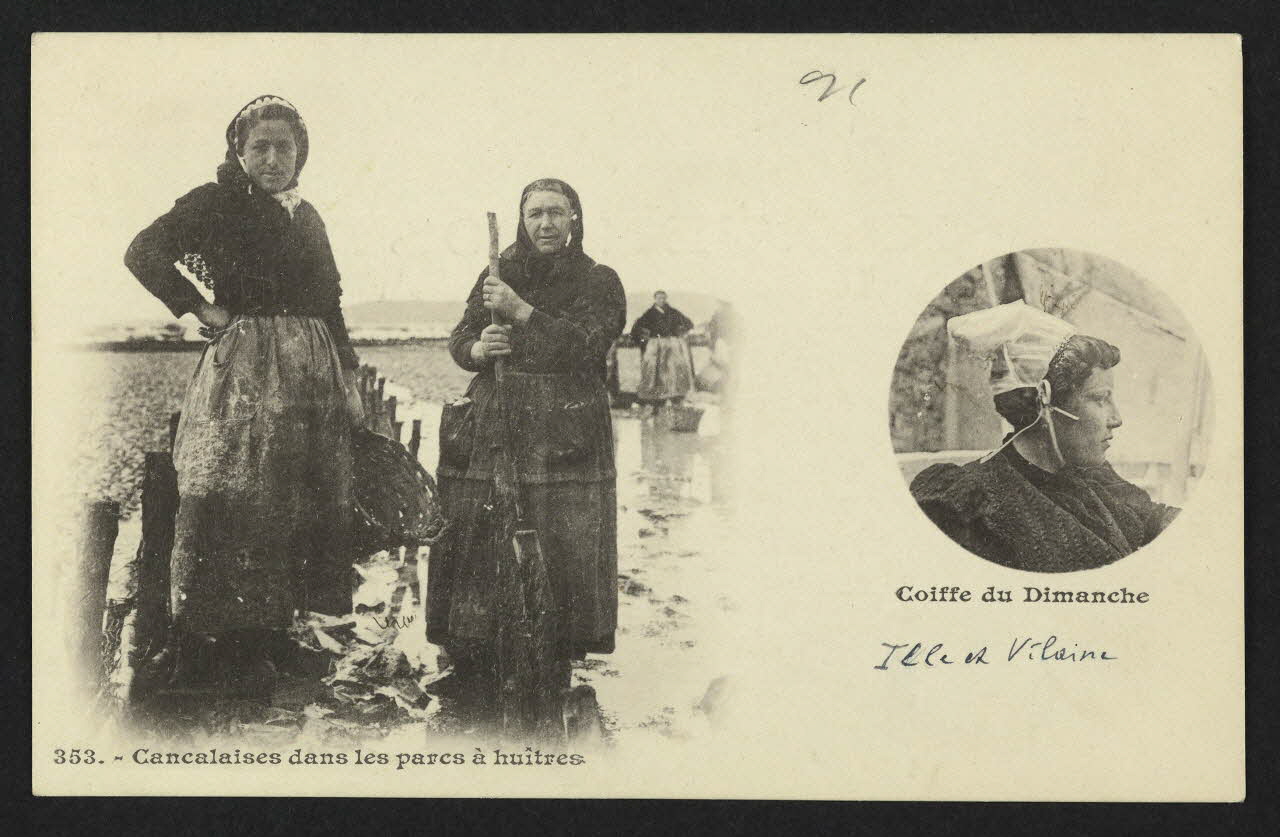 carte postale CANCALAISES DANS LES PARCS A HUITRES, RECTO BRETON 4P1882 Photo