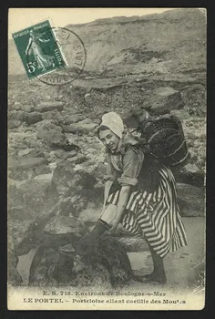 carte postale LE PORTEL, PORTELOISE ALLANT CUEILLIR DES MOULES 4P1888 Photo