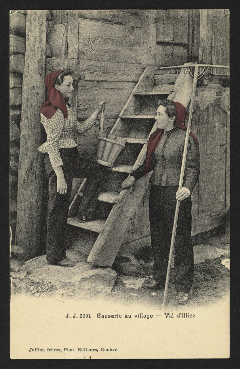 carte postale CAUSERIE AU VILLAGE, VAL D'ILLIEZ 4P1912 Photo