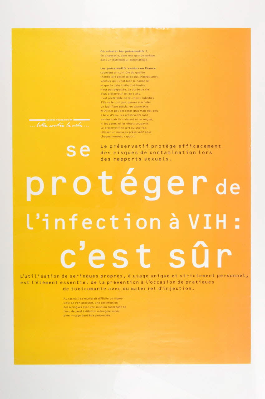 AFLS (Agence Française De Lutte Contre Le Sida) affiche Se protéger de l'infection à VIH : c'est sûr France 1993 2002.125.4 Photo Mucem