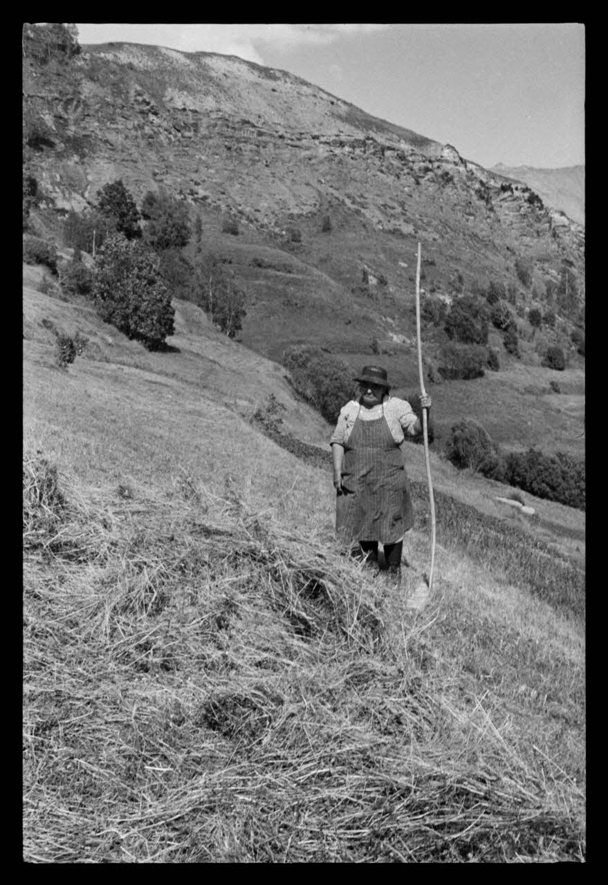 A. Jomelli ; B. Jomelli photographie Chez Monsieur Manin. Femme avec un râteau Provence-Alpes-Côte d'Azur, France 1966/7/14 Ph.1966.119.51 Photo