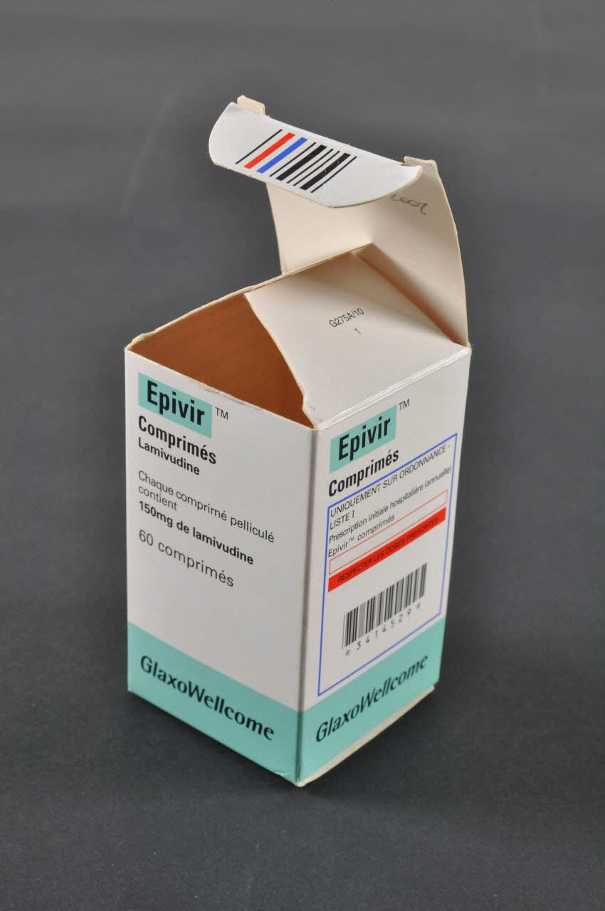 Laboratoire Glaxowellcome Boite de médicaments Epivir France 1996 2002.125.45.1 Photo Mucem