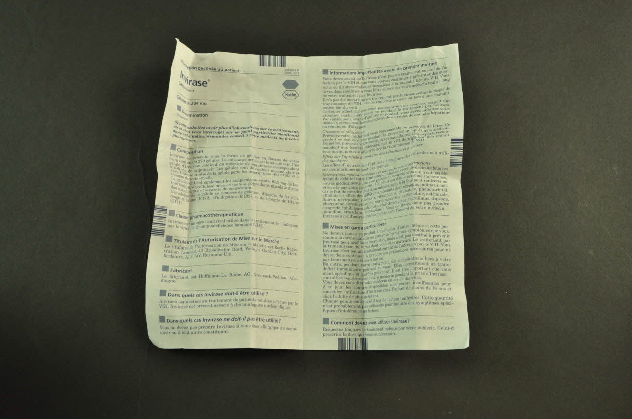 Laboratoire Roche notice Invirase France 1998 2002.125.53.3 Photo Mucem