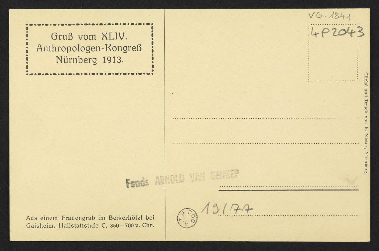 carte postale AUS EINEM FRAVENGRAB IM BECKERHOLZL BEI GAISHEIM 4P2043  Photo