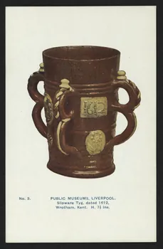 carte postale PUBLIC MUSEUMS, LIVERPOOL, SLIPWARE TYG, WROTHAM, KENT, H. 7 1/2 INS. 4P2060 Photo